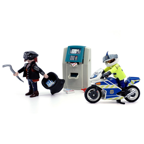 플레이모빌 경찰 오토바이와 현금 도둑